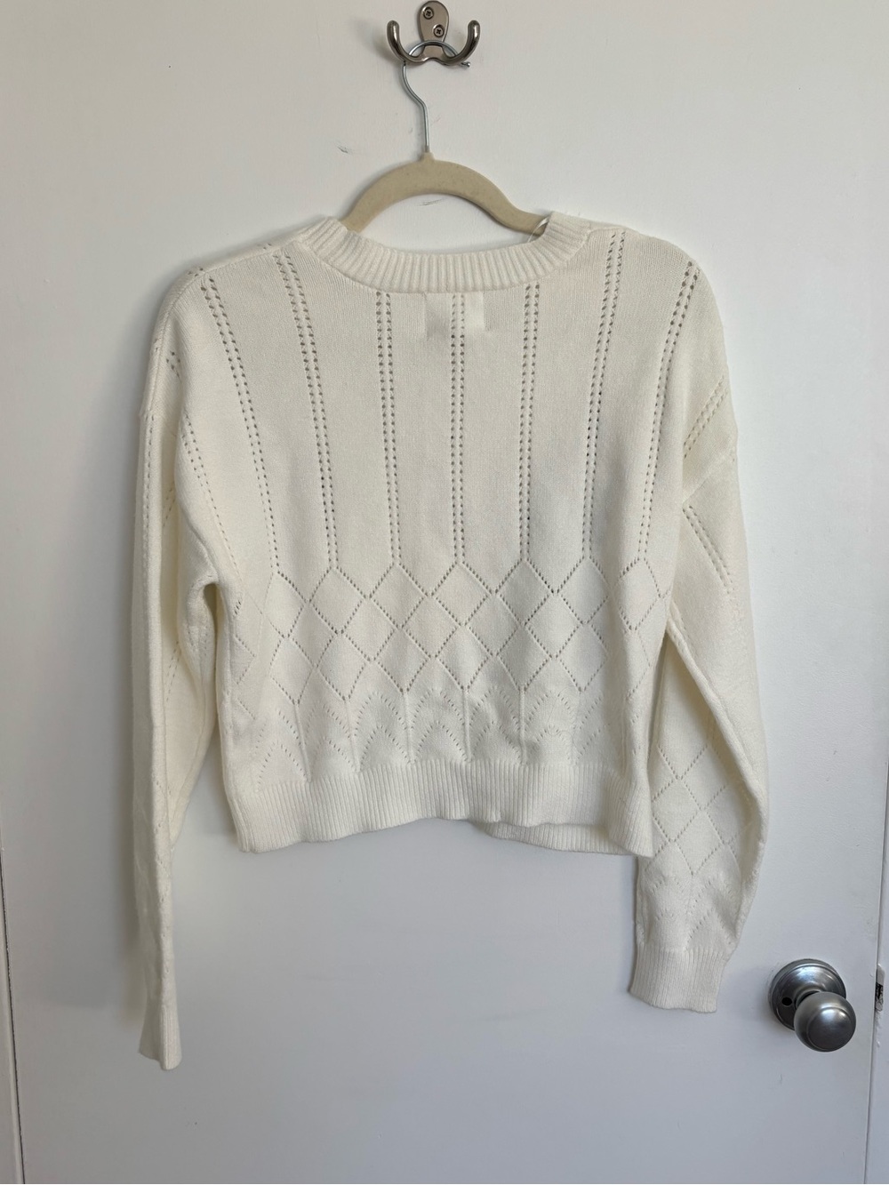 NWT Cream Floral Knit Button-Front Cardigan - Picture 6 of 9